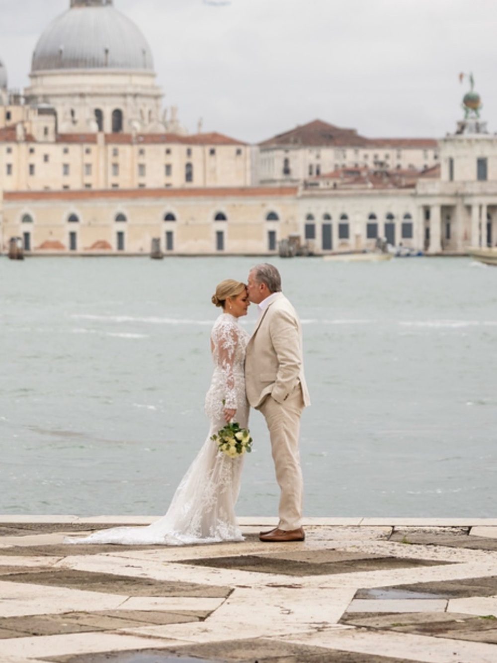 Custom Made Lace Long-Sleeve Wedding Dress-Size 12